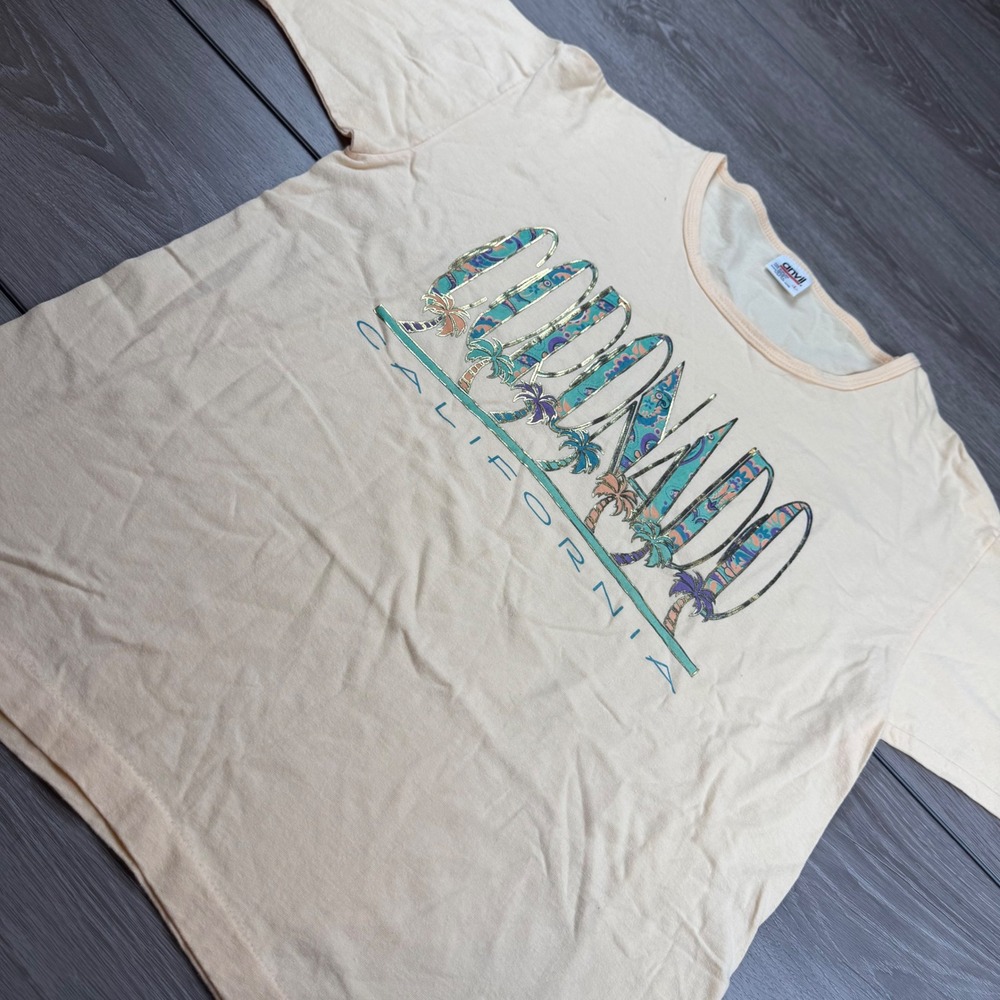 Anvil Unisex T-Shirt Vintage Coronado California Graphic Peach Large